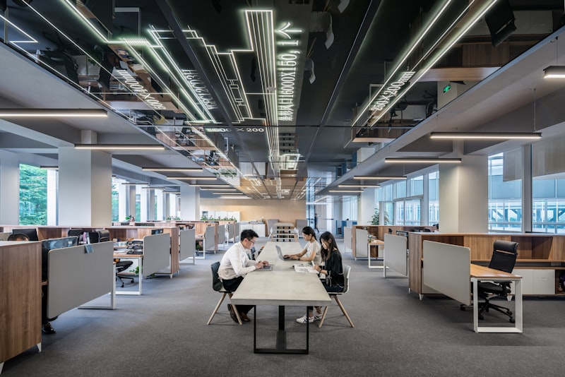 A bright, open-plan office interior